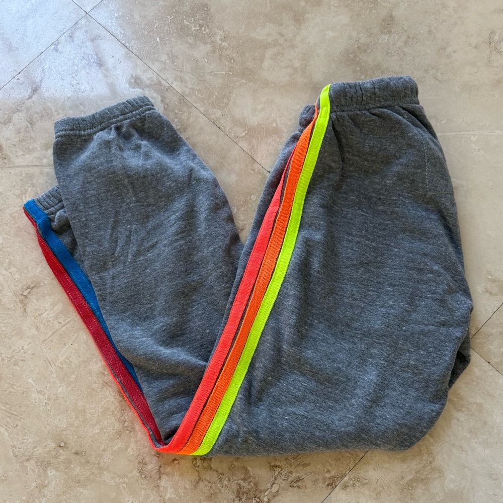 Aviator Nation WOMEN'S 5 STRIPE SWEATPANTS S Navy